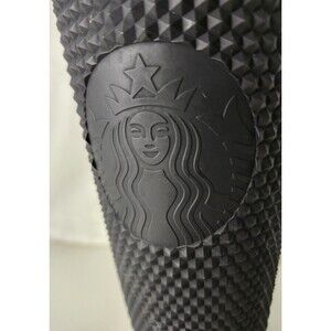 Starbucks 2021 Black Matte Soft Touch Bling Studded Venti Tumbler 24 oz Cold Cup
